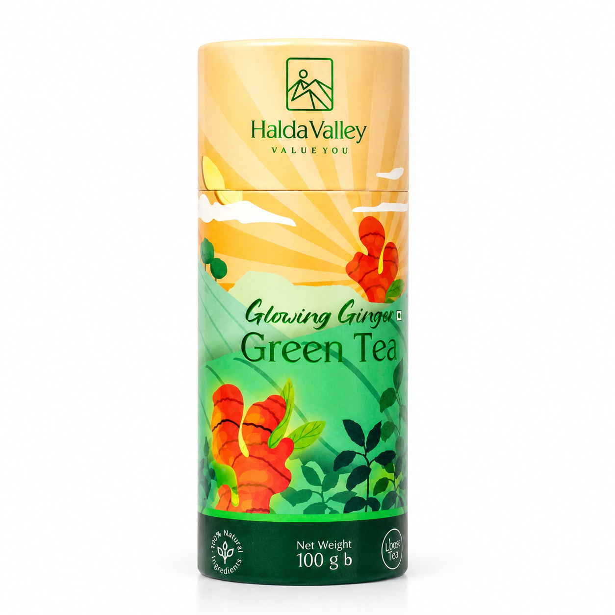 Glowing Ginger Green Tea 100 GM Jar